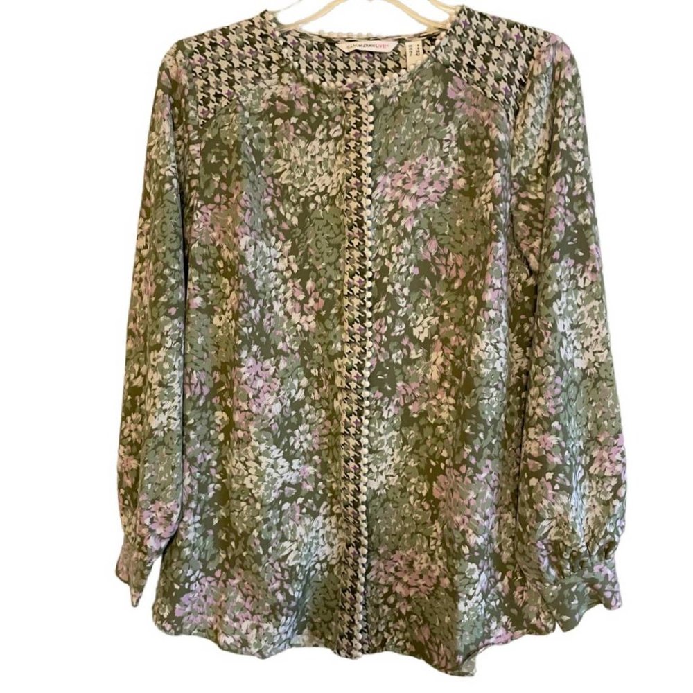 Isaac Mizrahi Live! Mixed Print Stretch Crepe Blouse Size 4 (616)